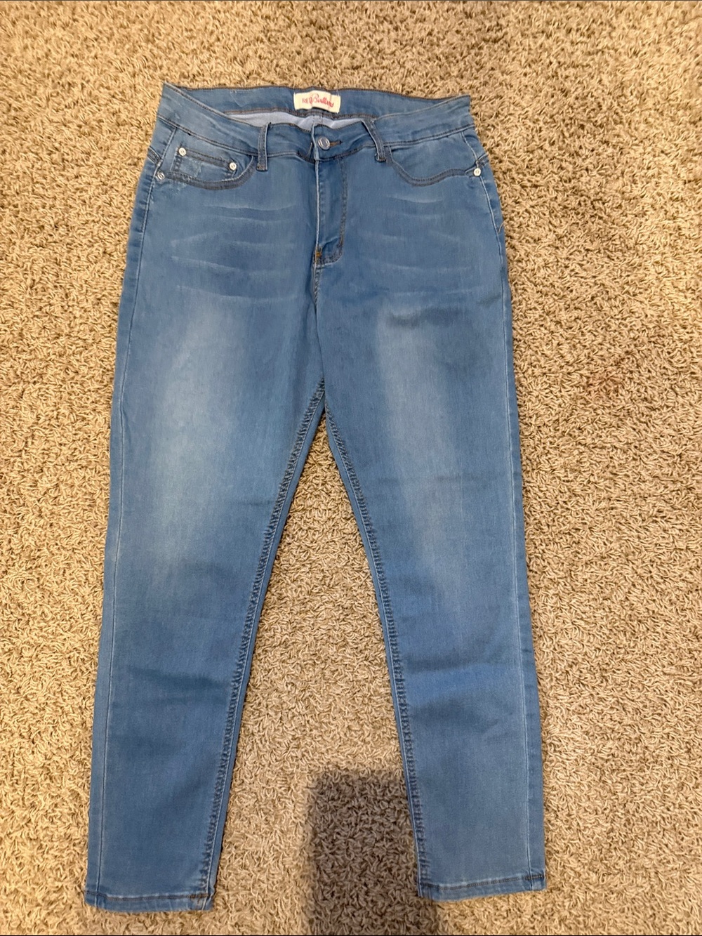 Red Bottoms Blue Skinny Stretchy Jeans 13/14